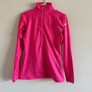 Nike Pro Fleece Lined Quarter Zip Long Sleeve Performance Top Size Medium